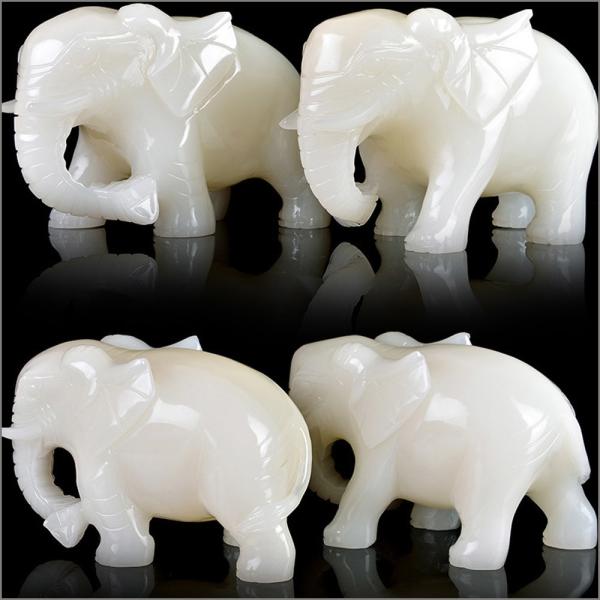 Regional Feature Africa White Feng Shui Jade Elephant Statue for Animal Lovers