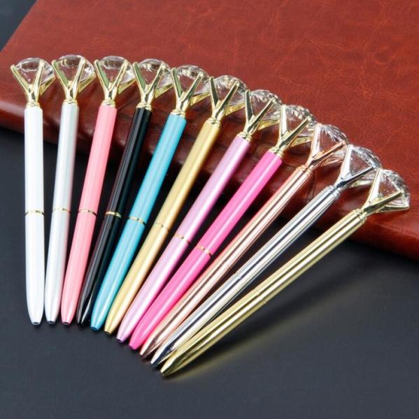 Fashion design Colorful metal engraving twist crystal ball pen