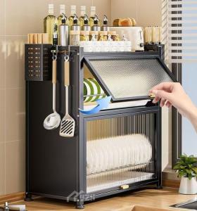 Carbon Steel Bowl And Plate Storage Racks For Kitchen Floor Standing