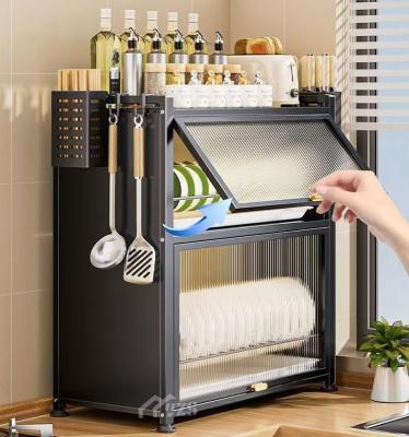 Carbon Steel Bowl And Plate Storage Racks For Kitchen Floor Standing