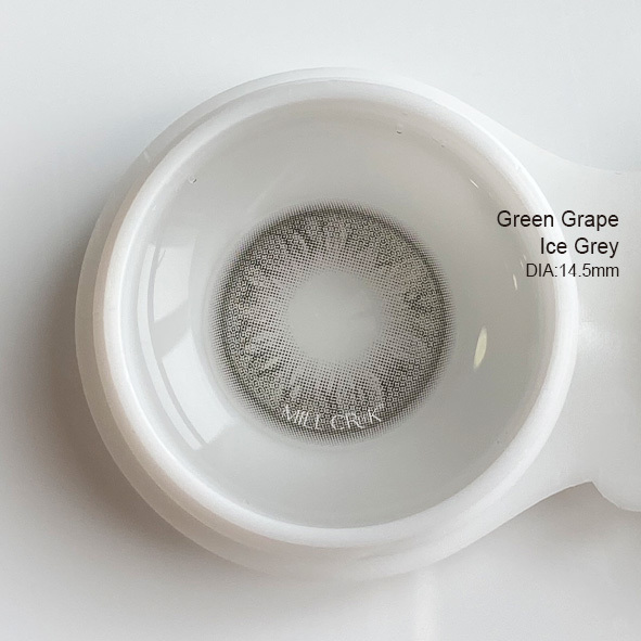 MILLCREEK Green Grape Ice Grey 14.5mm Yearly Disposable Colored Contact Lenses for Natural K-Beauty Enhancement