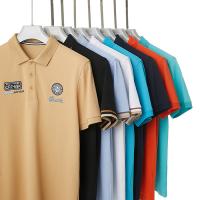 Camisas de polo personalizadas de alta elasticidade e respiráveis com logotipo bordado para roupas masculinas