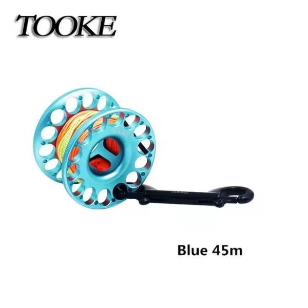 30M Aluminum Retractable Dive Reel With Black Stainless Steel Bolt Snap