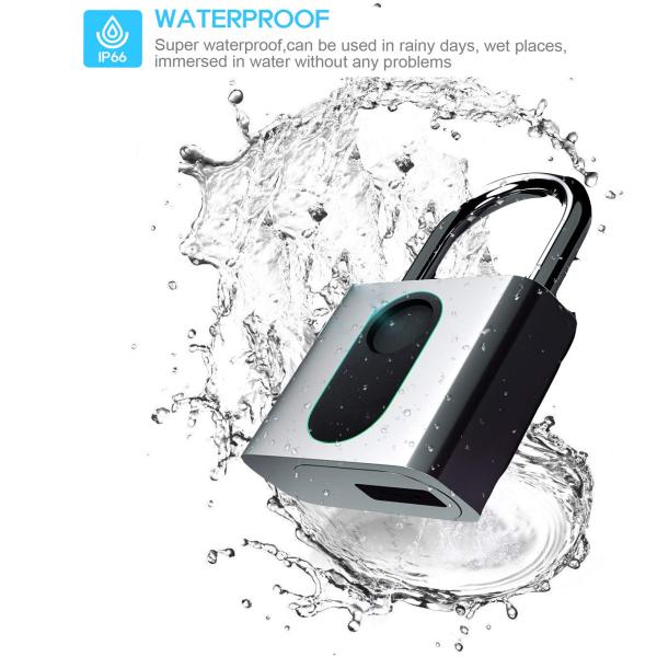 Bike Fingerprint Unlock Security Zinc Alloy Smart Electronic Padlock Waterproof Anti-theft
