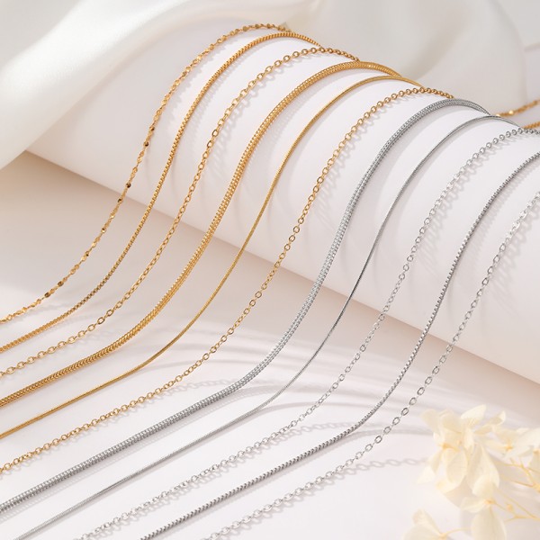 Stainless Steel 18k Gold Plated Necklace Silver Necklace Chopin Starry Sky Clavicle Box Chain Pendant for Diy Jewelry Making