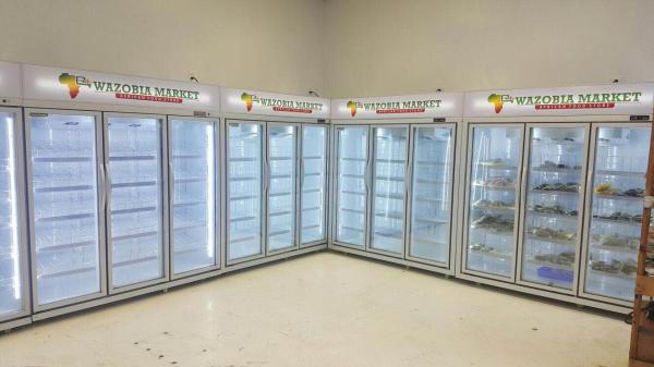 -18 ~ congelador de vidro ereto comercial da porta 22℃ para a galinha da carne/gelado