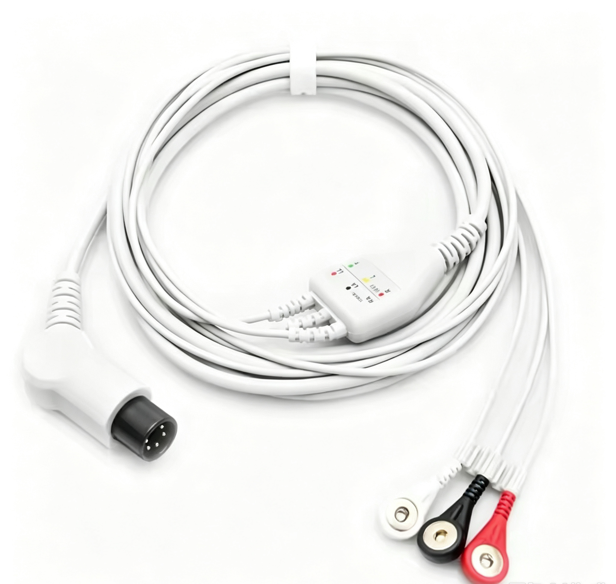 Button Type One Piece ECG Cable AAMI 3 Lead Cable 6 Pin