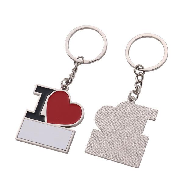 Metal Blank Sublimation Keychain I LOVE Heart DIY Printed Photo Keychain Pendant