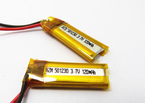 Small 3.7v  501230 120mah Lithium Polymer Battery For Blue Tooth Earphone