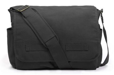 Black Travel Messenger Bag Mens Canvas Satchel Bags W 17.5 X H 12 X D 5