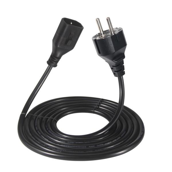 6ft HO55VV-F C14 Cable Wire Harness Lock Mains Cable With 2 Pin Plug