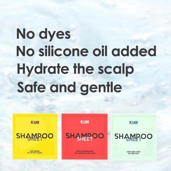 Hojas de champú de limpieza profunda Hojas de acondicionador de cabello biodegradable