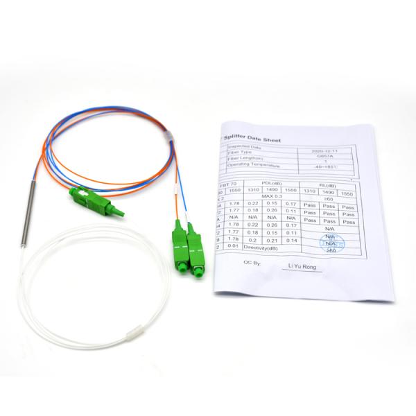 SC/APC 1310/1550nm 50/50 1*2 FBT Fiber Optic Coupler Splitter