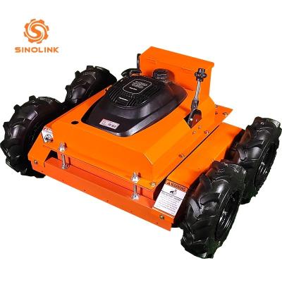 22 Inch Gasoline Remote Control Lawn Mower For Steep Hills Petrol 6.5hp 4 Rubber Wheels