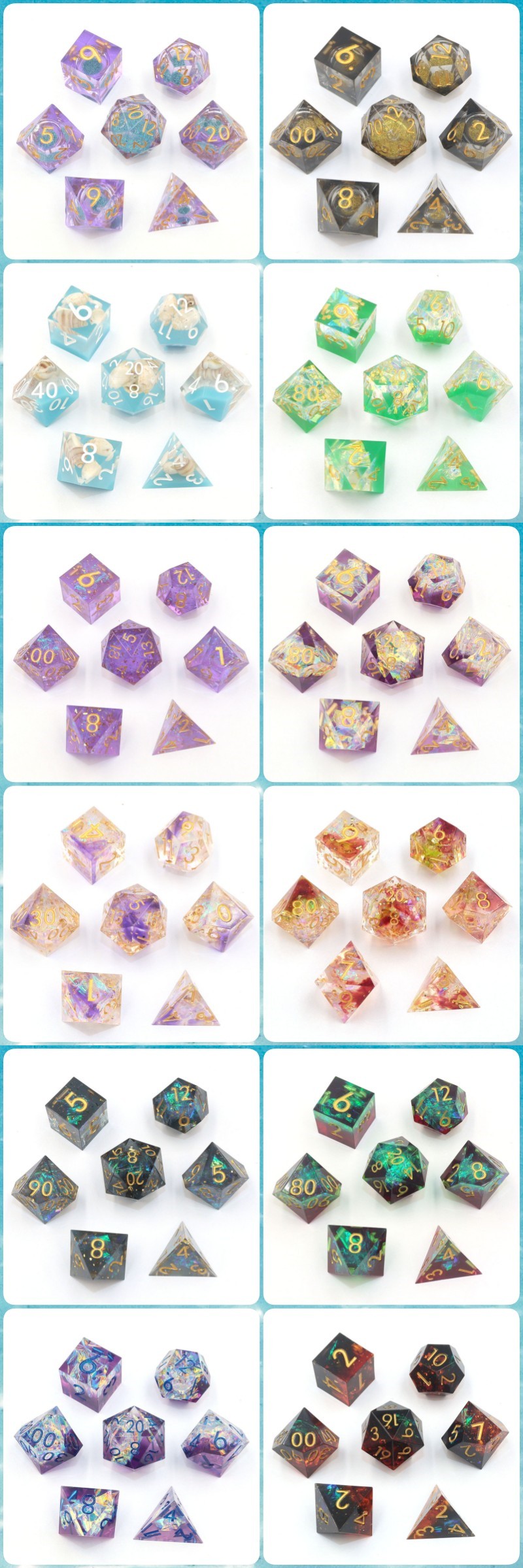 Wholesale Custom Colors 14-20mm Size Polyhedron Design Resin Dice for DND Games