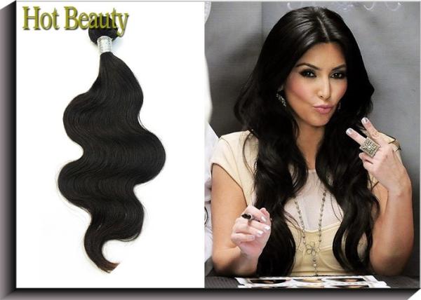 Natural Black Virgin Human Hair Extensions Not Frizzy For Peruvian 22 Inch