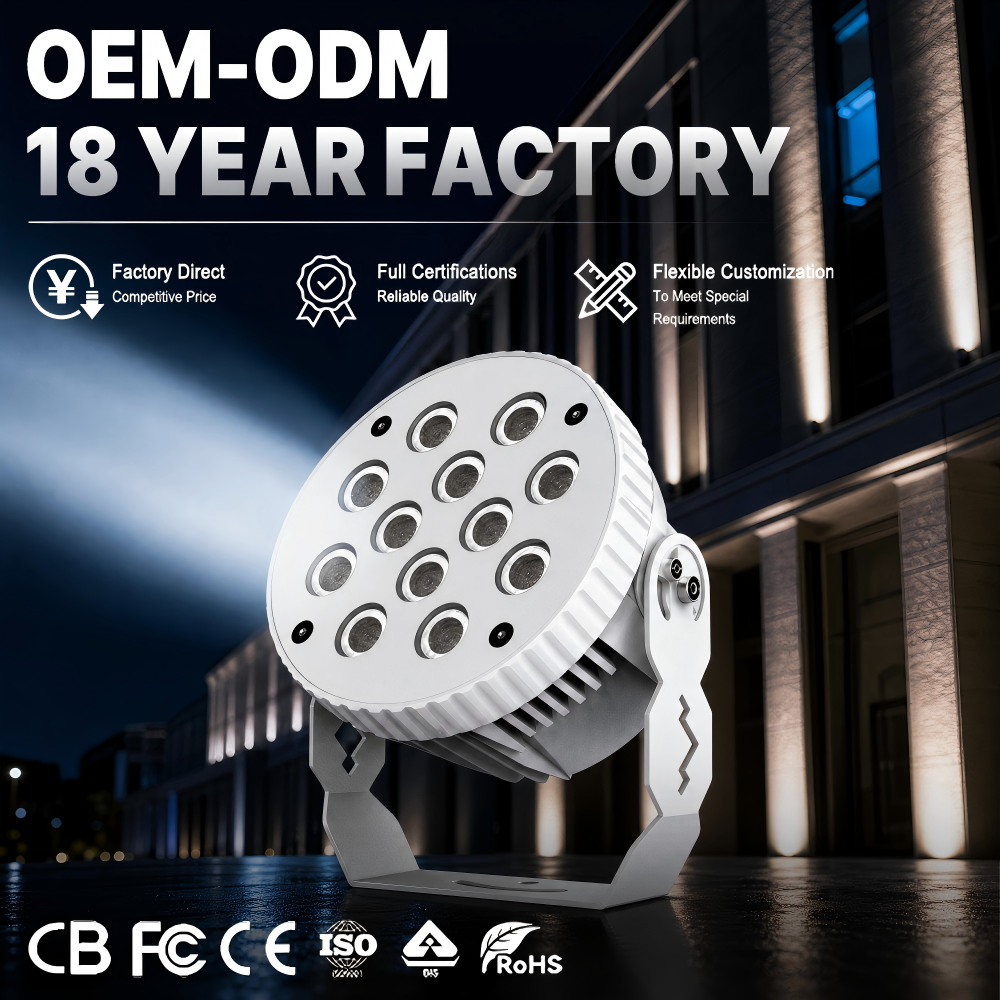 Modern RGB 3 In 1 Round LED Flood Light 9W 12W IP65 Waterproof DMX512 Control For Building Facade Lighting