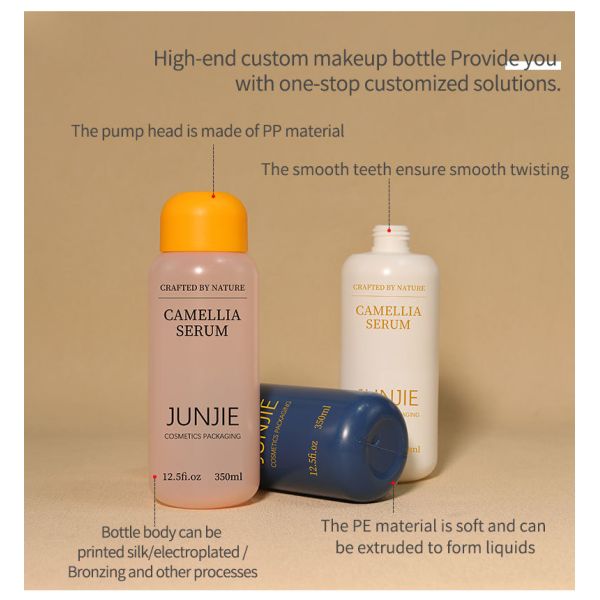 Junjie Custom Clear Pink PE Cosmetic Toner Bottle With Flip Cap Soft Touch Frosted Design Empty Skincare Lotion Packaging