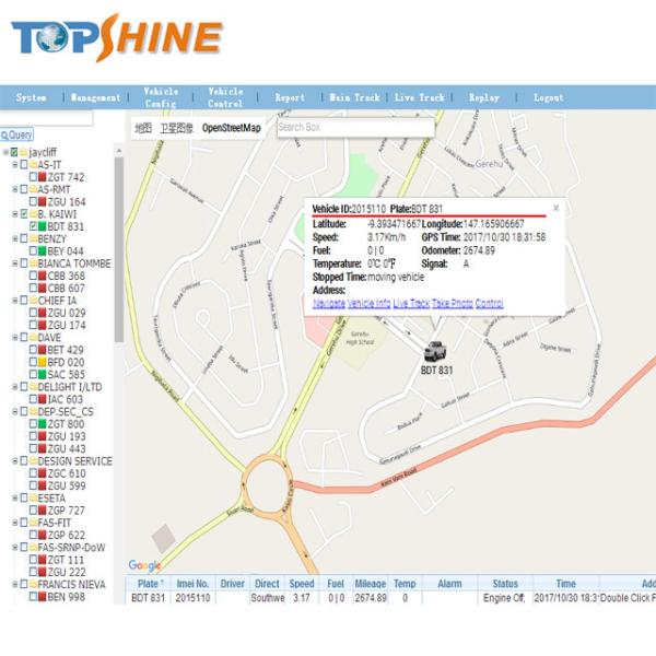 Telemática GPS de Google da gestão da frota que segue o processador central da plataforma 2 com código APP de Open Source