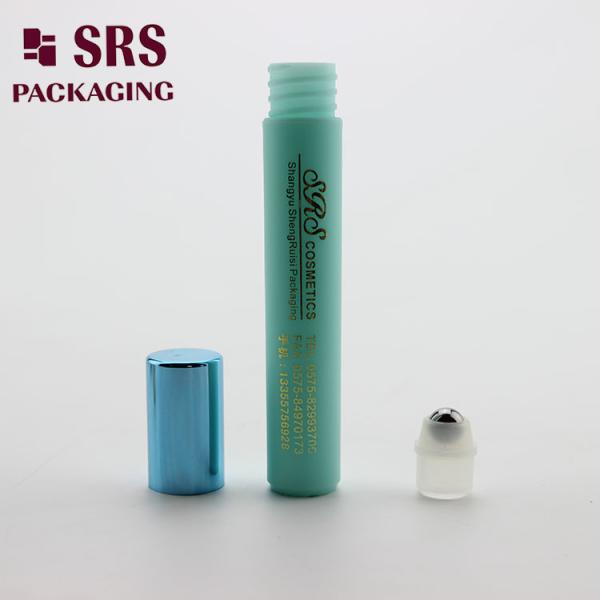 SRS empty cosmetic 8ml blue color plastic eye cream roller ball bottle