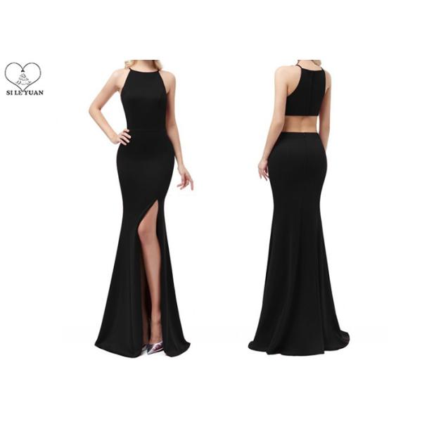 Mermaid Wedding Bridesmaid Dresses Floor Length High Slit Wine Elastic Fabric