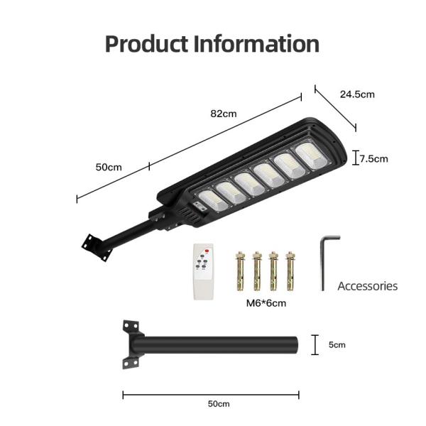 50w 300 Watt 120w 100 Watt Led Solar Street Light With Remote Control 6500k ABS