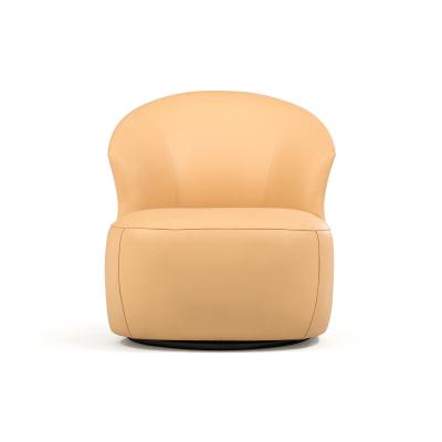 Modern American leisure single sofa for Salon club room used by leather sponge and Walnut wood curved back