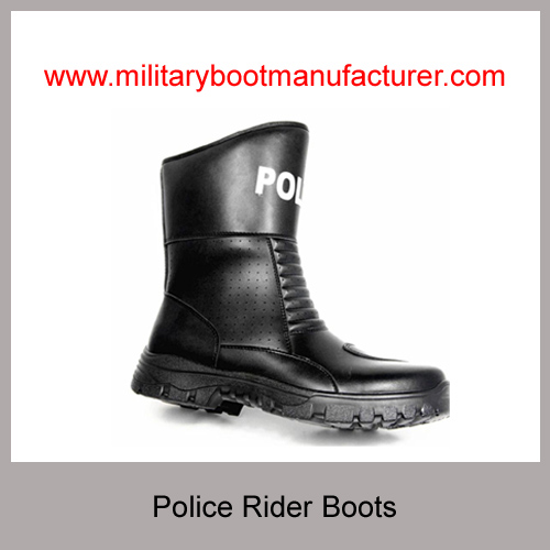 Wholesale China Military Grade Police Officer Rider Boots With Full Grain NAPPA Leather PU Rubber Dual Density Outsole