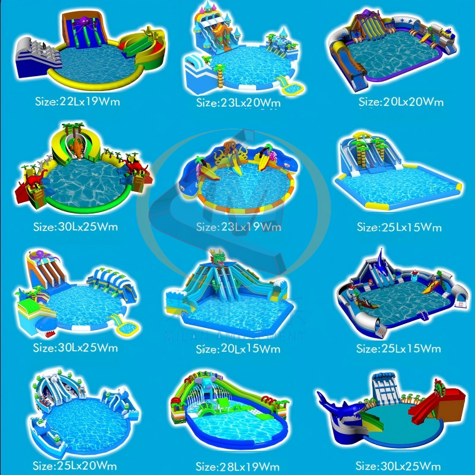 Inflatable Water Park Equipment Children Water Slide Pool Park
