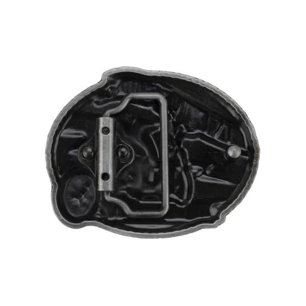 Custom 3D Concave Metal Belt Buckle Antique Silver Plated With Translucent Enamel