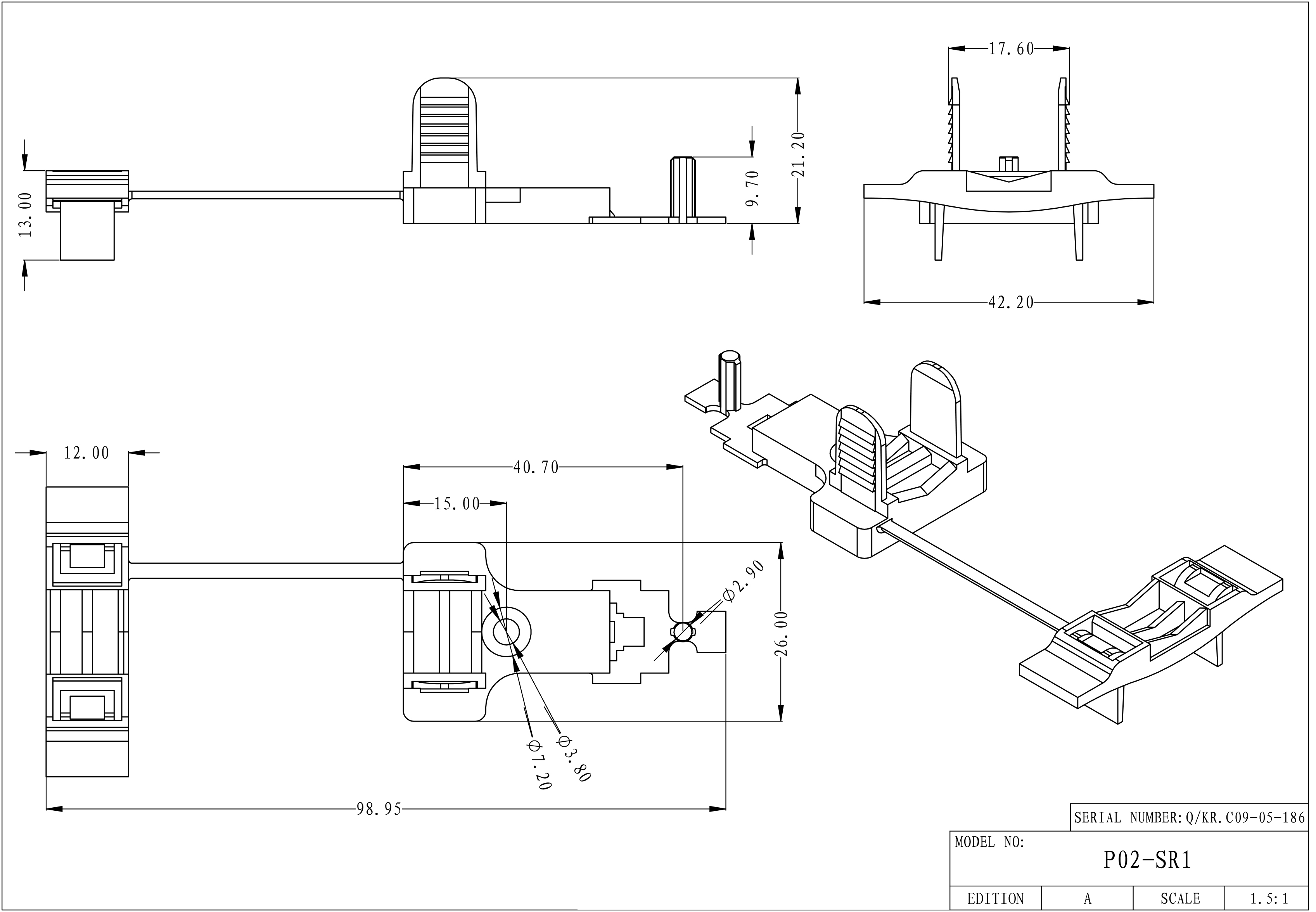 Нажим провода зажима кабеля Screwless в соединителе P02-SR1 P02-SR2 для лампы