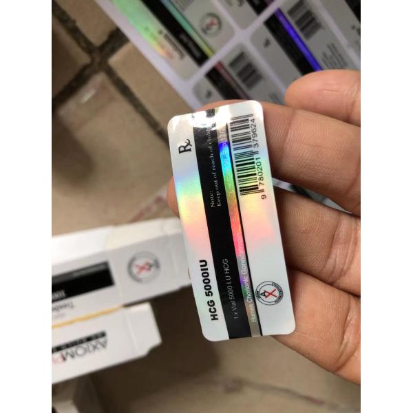AOD964 3ml Glass Vial Labels With Hologram PET Materail Laser Shinny Effect