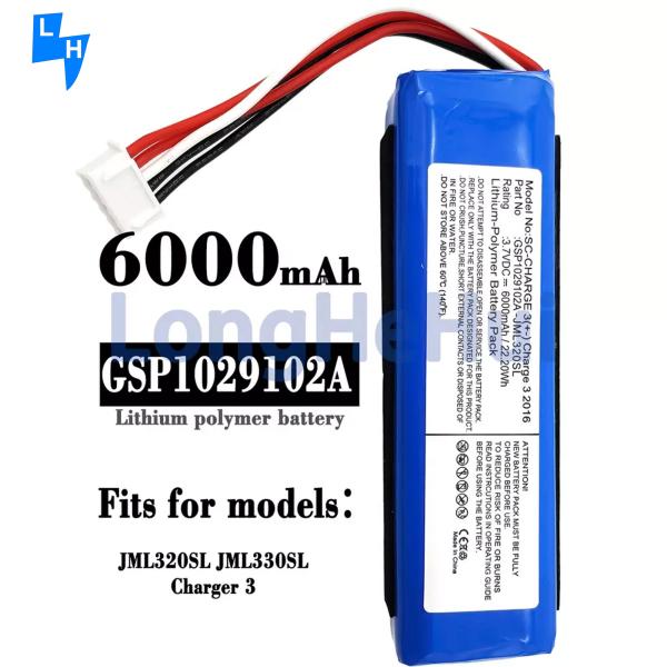 Bateria de substituição GSP1029102A para alto-falante para JBL-Charger 3 2016 3.7V JML320SL JML330SL
