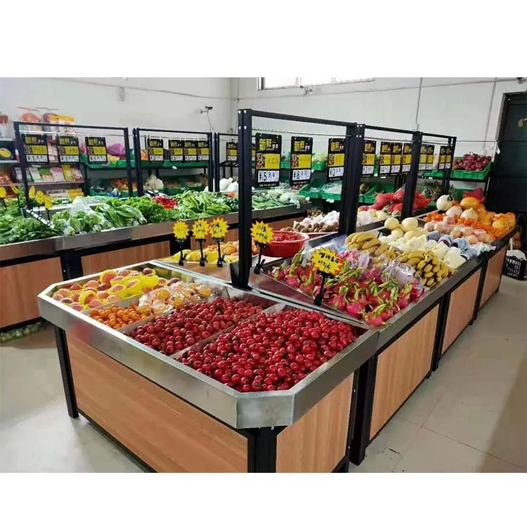 Supermarket Adjustable Fruit and Vegetable Rack Produce Display Stand