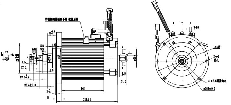 Thermally Protected 2.2kW AC motor for Electric stacker walking motor
