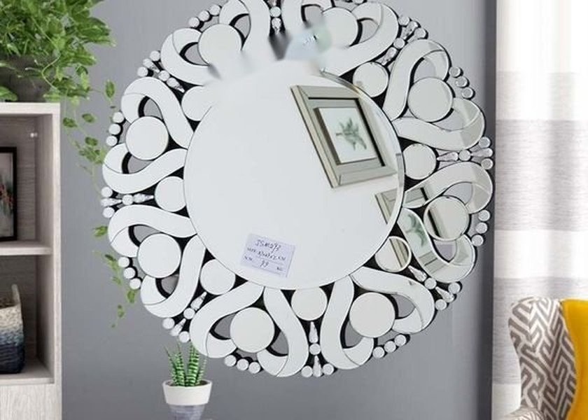 Wall Mounted Console Table with Silver Mirror Finish and Modern Design for Entryway