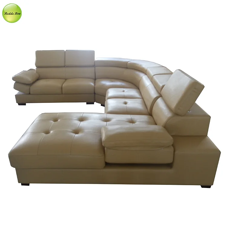 Huge Sectional Top Grain Plush Leather Sofa Couch Recliner Curved Backrest