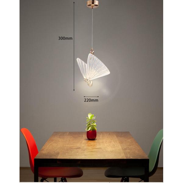 3D Glass Material LED Pendant Light Butterfly Decoration for Restaurant