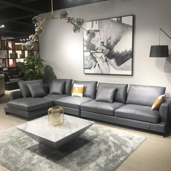 Italian Modern Living Room Leather Soft Sofa House Type L Princess Combination Head Layer