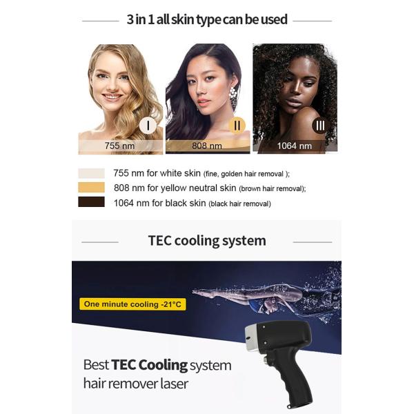 Высокочастотный 1-10HZ 808 диодный лазерный эпилятор с выходной мощностью 600 Вт