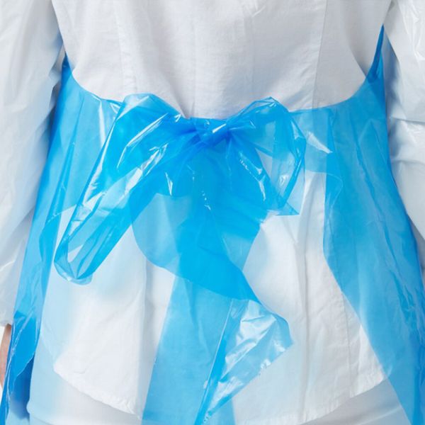 Hubei Haixin Disposable Blue and White PE Apron Waterproof LDPE Material Kitchen Sleeveless Plain Style for Cleaning Wholesale