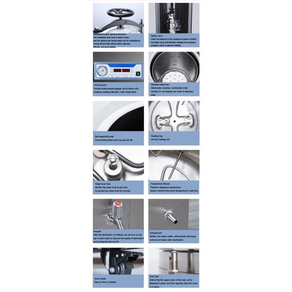 Liquid Crystal Digital Display Vertical Sterilizer Pre Vacuum Disinfection Cabinet