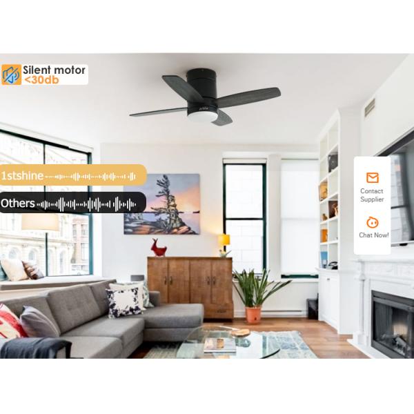36 polegadas de LED moderno ventilador de teto invisível Mini 4 lâminas de madeira compensada de baixo perfil luz de atenuação