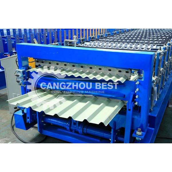 Blue Steel Double Layer Roll Forming Machine For Construction Building Material