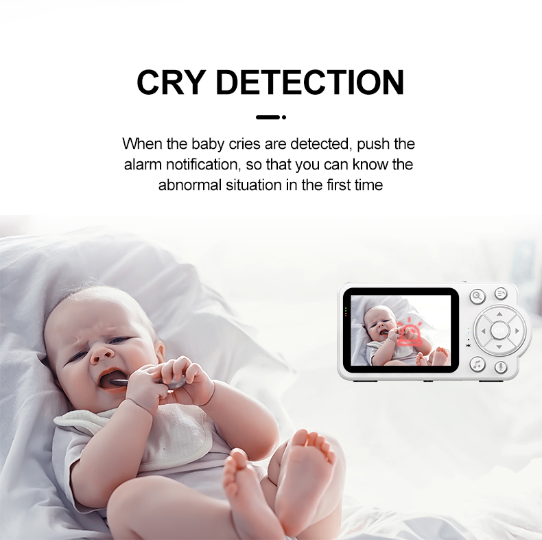 Smart Baby Pet Monitor With Camera and Audio 480P 2.8 Inch Screen 4X Zoom Sleep Surveillance IR Night Vision Two-Way Audio Cam