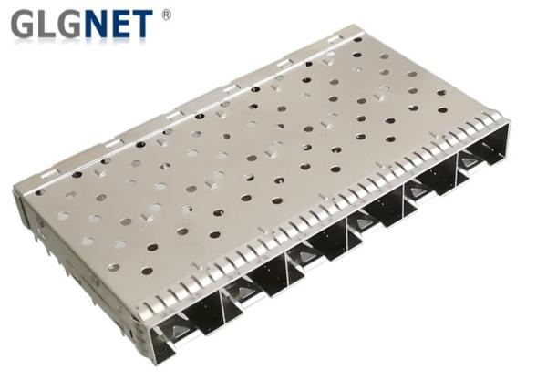 0.25 Mm Thickness SFP Cage Connector 1 x 6 Stacked 1 Piece Stamped Formed Metal