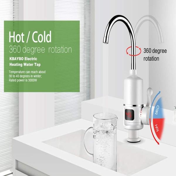Hot Cold 3kw Instant Electric Heating Faucet ABS Plastic Body Bathroom Sink Water Tap