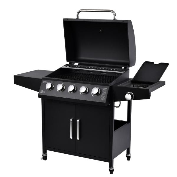 141*55*109 cm Jardin 304 Ss 10000Btu 5 brûleur Grilleuse à fumée à gaz avec brûleur latéral