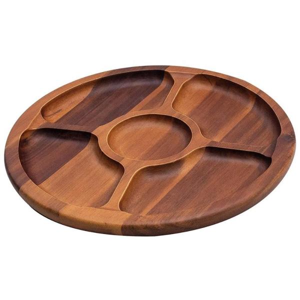 30.5*2.5cm Wood Round Tray Acacia Chip And Dip