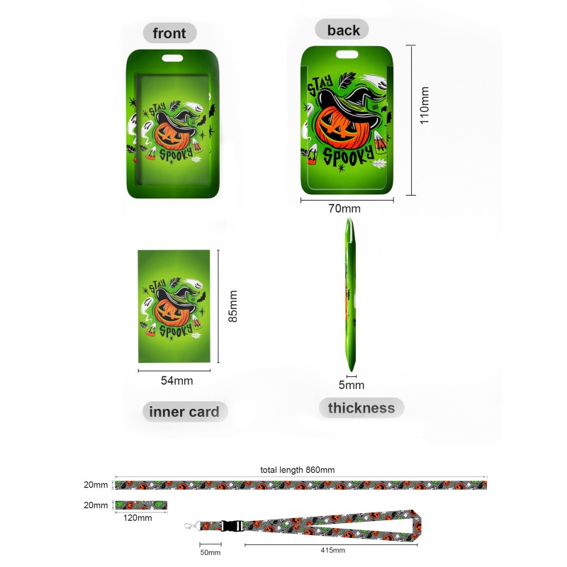 Casual Halloween Work Identity Badge Holder with Printed Logo and Lanyard Festival Auto Industry Specific ID Card Holder